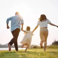 a family in a yard