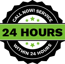 Service within 24-hours Logo in Bright green and black lettering