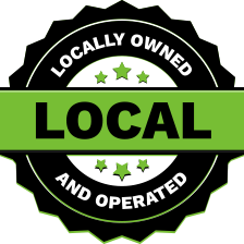 Locally & Operated Logo in Bright green and black lettering